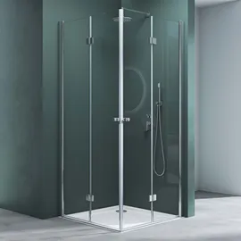 mai & mai Duschkabine mit Falttür 100 x 190 cm Duschwanne R26 - Transparent Klarglas