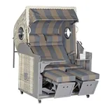 SonnenPartner Strandkorb Classic 2-sitzer Liegemodell Antik-weiß/taupe Mit Bullaugen - Sonnenpartner