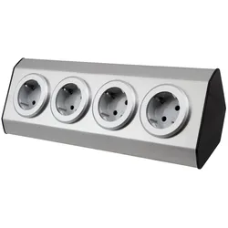 Steckdosenblock McPower ''Premium'' Aufbau, Edelstahl, 4-fach Schutzkontakt