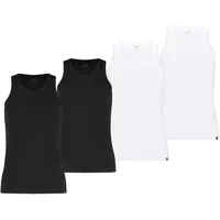 Puma Herren Tank Top, 4er Pack - Basic, Unterhemd Rundhals, Single Jersey, einfarbig, Schwarz/Weiß S