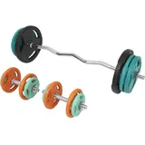 GORILLA SPORTS® Hantelset 70 kg - 4x1,25kg, 4x2,5kg, 4x5kg, 2x10kg Gewichte, SZ Curlstange 120 cm, Kurzhanteln, 30 mm, verchromt, gerändelt, Gusseisen, Gummi, Feder/Sternverschlüssen - Langhantel Set