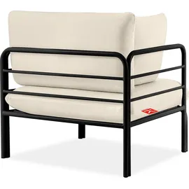 Konsimo Gartenmöbelset RAMBE 4-tlg. 1x Tisch 2x Sessel 1x Sofa 2-Sitzer, mit Kissen, LOFT-STIL, Anthrazit/Cremeweiß - Creme