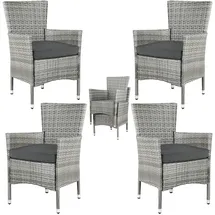 CASARIA Polyrattan Gartenstuhl 4er-Set Grau/Anthrazit Stapelbar