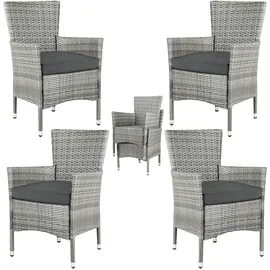 CASARIA Polyrattan Gartenstuhl 4er-Set Grau/Anthrazit Stapelbar