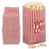 Relaxdays Popcorntüten, 240er Set, gestreift, Retro-optik, Kino, Filmabend Zubehör, Papier, Popcornbehälter, rot/weiß