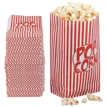 Relaxdays Popcorntüten, 240er Set, gestreift, Retro-optik, Kino, Filmabend Zubehör, Papier, Popcornbehälter, rot/weiß