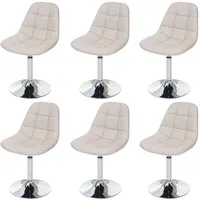 Mendler 6er-Set Esszimmerstuhl HWC-A60, Stuhl Drehstuhl, Chrom - Kunstleder
