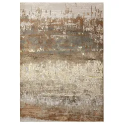 Teppich Hochglanz Metallic Abstrakt | 120x170cm, Florhöhe 8mm, Gesamthöhe 13mm | Gold, Champagner, Bronze | Pflegeleicht | Kadima Design