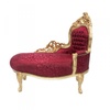 Casa Padrino Barock Kinder Chaiselongue Bordeauxrot Muster/Gold  - Kindermöbel