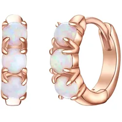 Glanzstücke München Creolen Sterling Silber Opal (synth.) in Roségold Ohrringe   Damen 