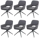 Mendler 6er-Set Esszimmerstuhl HWC-N74, Küchenstuhl, drehbar Auto-Return, Stoff Bouclé (540g/m2) Öko-Tex ~ grau