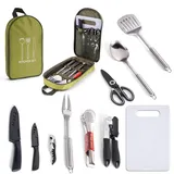 10 PCS Camping Cooking Utensils Set Camping Kitchen Utensils mit Tragbare Kochutensilien Tasche Küchenhelfer Utensilien Set Camping Kochutensilien Kochgeräte Set für Camping Wandern Picknick Grillen