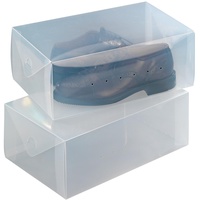 WENKO Aufbewahrungsbox für Schuhe, 2er Set, transparente Aufbewahrung für mehr Übersichtlichkeit im Schuhregal, platzsparendes Ordnungssystem im Kleiderschrank, aus Kunststoff, je 34 x 13 x 21 cm