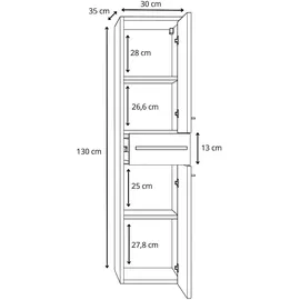Badplaats Badezimmerschrank Florence mit 2 Türen Cashmere - 30 x 35 x 130 cm