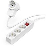 Hama Steckdosenleiste mit Zusatzsteckdose am Stecker, 3-fach, Schalter, weiß