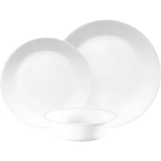 Corelle Essgeschirr 12 Personen Winter Frost | Premium Essgeschirr aus einzigartigem dreifach gepresstem VitrelleTM Glas | Backofenfest 175°C | Mikrowellengeeignet | Gefrier- & spülmaschinenfest