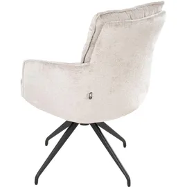 Home4You Polsterstühle 2er Set, Beige Schwarz Webstoff - Metallgestell - drehbar - 2er Set