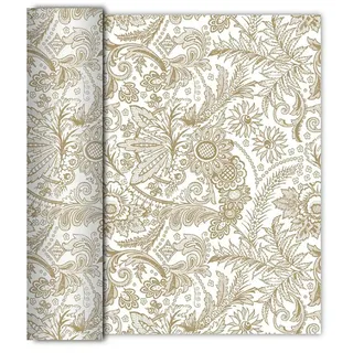 AVA 40cm Papiertischläufer 6m Rolle Stoffähnliches Tischband Weiß Gold