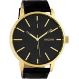 OOZOO Quarzuhr Oozoo Unisex Armbanduhr schwarz Analog, (Analoguhr), Damen, Herrenuhr rund, extra groß (ca 50mm) Lederarmband, FashionStyle schwarz