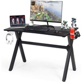 Costway Gaming Tisch, Schreibtisch Computertisch mit Getränkehalter