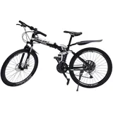 Begoniape 26 Zoll Schaltung Mountainbike, Schwarz Weiß 21 Gang Scheibenbremse MTB Mountain Fahrrad, Federgabel Klapprad Fahrräder, Fahrrad für Herren Damen Heranwachsende...