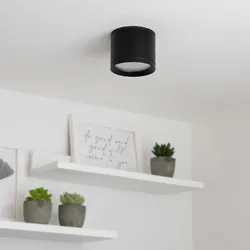 Flache Aufbauleuchte IP44 GX53 - Farbe: schwarz - Leuchtmittel: Ohne