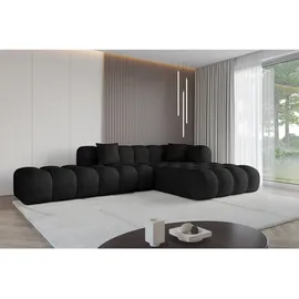 altdecor Ecksofa Ottomane Rechts OLEA-L2 - 289x176x71 cm Schwarz