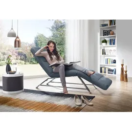 W.Schillig Relaxliege daily dreams Leder, Polyester 75 x 91 x 170 cm Blau mit Kissen