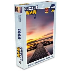 MuchoWow Puzzle Steg - Sonnenuntergang - Wasser - Meer - Spiegelung, 1000 Puzzleteile, Foto-Puzzle, Bilderrätsel, Puzzlespiele, Klassisch bunt