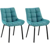 CLP 2er Set Esszimmerstuhl Saranda I Polsterstuhl mit Stoffbezug oder Samtbezug I Küchenstuhl mit schwarzem Metallgestell und Rückenlehne