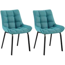 CLP 2er Set Esszimmerstuhl Saranda I Polsterstuhl mit Stoffbezug oder Samtbezug I Küchenstuhl mit schwarzem Metallgestell und Rückenlehne