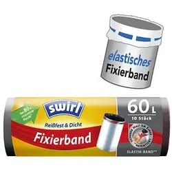 swirl® Müllbeutel Reißfest & Dicht 5022 60,0 l schwarz, 10 St.