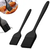 aghoer Silikon Backpinsel, 2 Stück, Schwarz, Silikongriff, Bastingbürste, für Backen, Kochen, Grillen