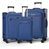 Verage Weichgepäck-Trolley Toledo Weichschalenkoffer Reisekoffer, 4 Rollen, TSA-Schloss, 4 Rollen Trolley Volumenerweiterung bei S/M/L/Sets blau 48 cm x 80 cm x 30 cm