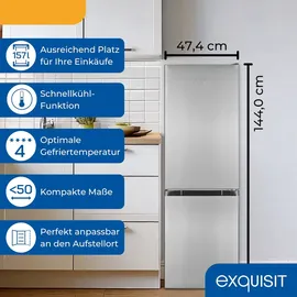 Exquisit KGC5231-60-E-050C Kühl-Gefrierkombination (157 l, 1440 mm hoch, Inoxlook)