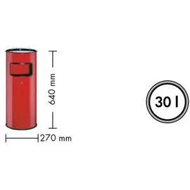 Wesco 150601-60 Kombi-Ascher aus Stahl, 30 mit Sieb Standascher, anthrazit