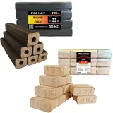 PINI Premium Holzbrikett Set – Buchenholz RUF 10kg + Eichenholz PINI KAY 10 kg 30 cm
