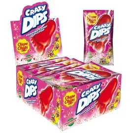 lollis Chupa Chups Crazy Dips Lutscher mit Erdbeergeschmack 14g 24er Pack