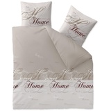 CELINATEX Fashion Bettwäsche 200x220 cm 3teilig Baumwolle, Bettgarnitur für Sommer und Winter, Ganzjährig, Bettbezug, Bettenset, Schöner Wohnen Sarah Wörter Beige Braun