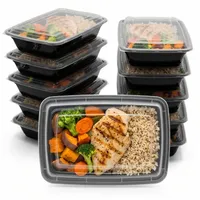 BigDean Meal Prep Boxen schwarz 0,8 l 10-teiliges Set