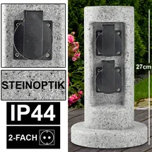 Harms Import Außen Steckdose 2-fach Energie Säule Stein Design Garten Hof Strom Verteiler
