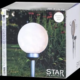 Star Trading Kugelleuchte Kunststoff, Metall 37,0 cm Ø 20 cm inkl. Erdspieß weiß