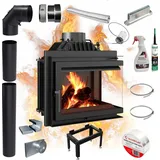 Kratki Rechter Kamin-Einsatz KRATKI SIMPLE 8kW Schließset - Schwarz