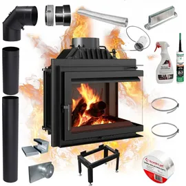 Kratki Rechter Kamin-Einsatz KRATKI SIMPLE 8kW Schließset - Schwarz