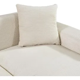 Home Deluxe Ecksofa AMELIO Cord - Beige, Links - 240 x 178 cm | Modernes Wohnzimmer-Sofa mit Ottomane - Beige
