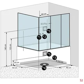 SeniorBad K88-SW-EH-C-EC-EA Kombination Badewanne Dusche 180 x 100 cm