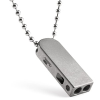 KeyUnity KA25L Titanium EDC Zweirohr-Notfallpfeife für den Außenbereich für Schlüsselanhänger, kommt mit einem Halsband (KA25L)