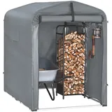 SoBuy Fahrradgarage wetterfest Geräteschuppen Fahrradgarage für 1-2 Fahrräder Carport Zelt mit UV-Schutz Fahrradschuppen für Regenschutz Terrasse Motorrad Garage Gartenhaus Grau 120x163x176cm KLS11-DG