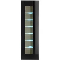 Furn.design Vitrine schwarz Hochglanz Eiche Nachbildung,Eiche, 45x166x38 cm Wohnzimmer,