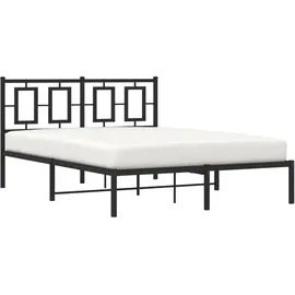 vidaXL Bettgestell mit Kopfteil Metall Schwarz 140x190 cm